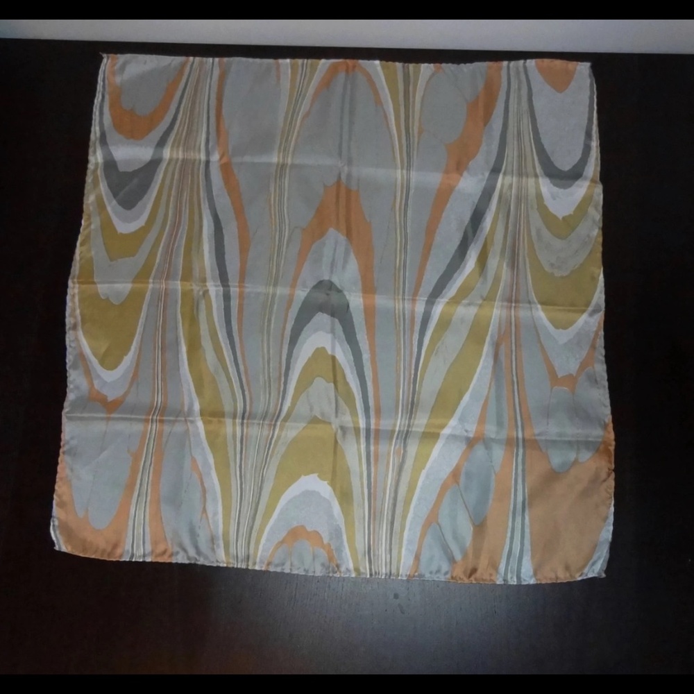 Vintage Baar & Beards Square Hair/Neck Scarf w/Abstract Swirl/Wood Grain Design